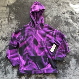 Zella Girl Purple‎ Black Swirl Fleece Hoodie Sweatshirt size Large 10/12